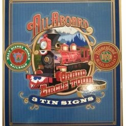 Outlet ⌛ Disney Sign Set - All Aboard Railroad Train Tin Signs 🔥